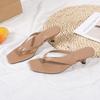 Pinch feet casual flip-flops cool slippers women's summer new versatile square head thin heel women's beach shoes