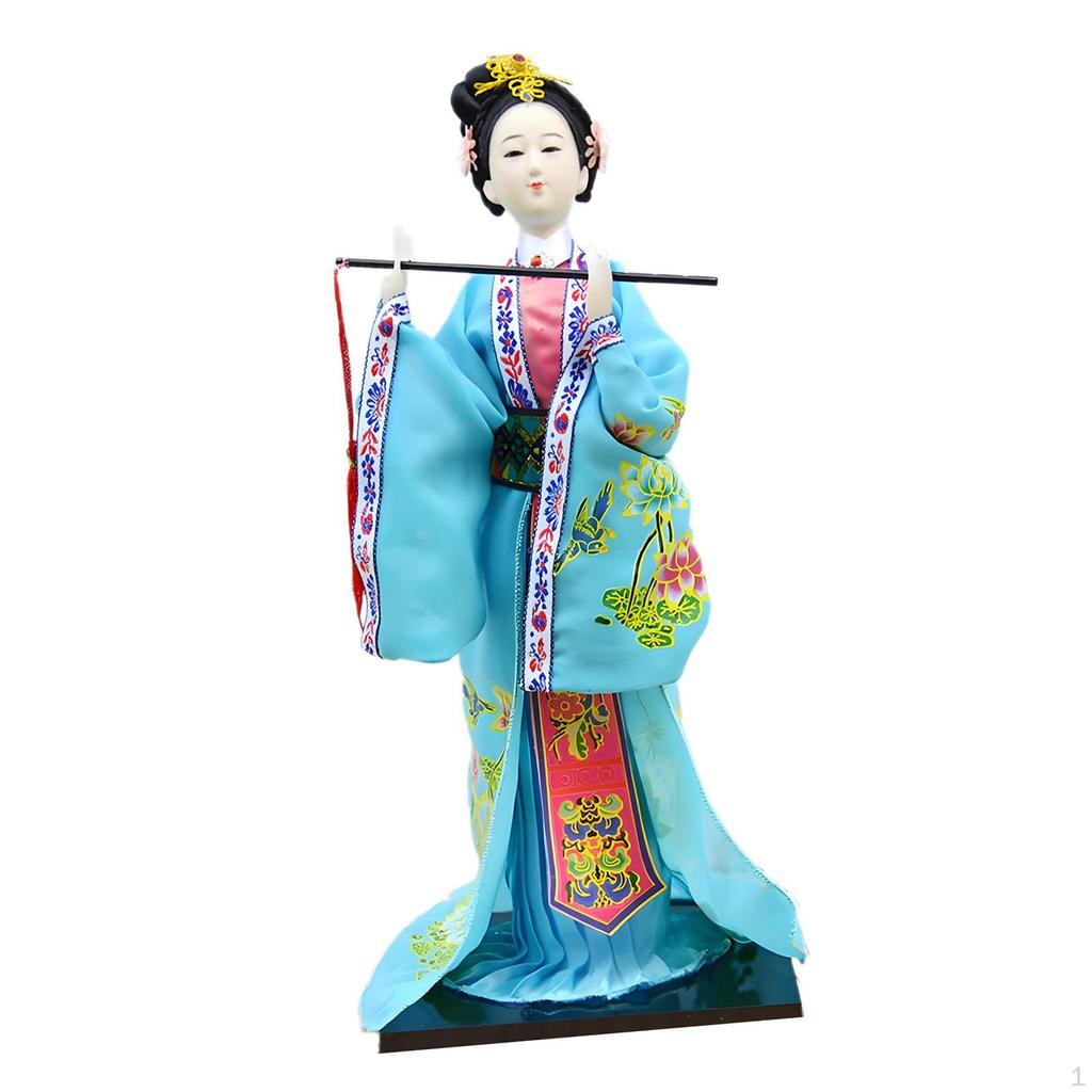 30cm Handmade Chinese Silk Makeup Figurine, Traditional Decoration for Home, Office Or