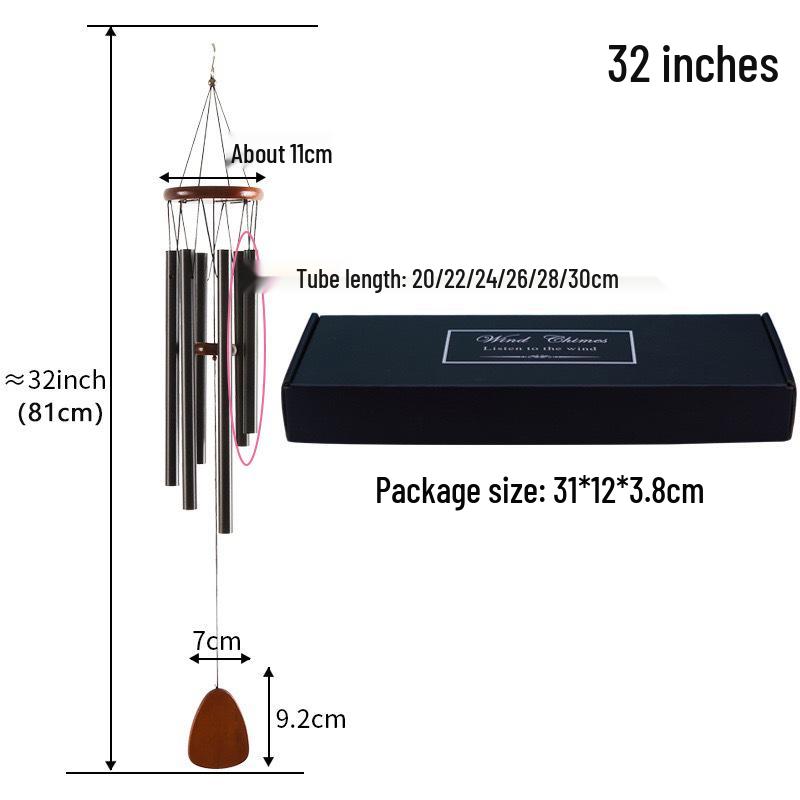 37-inch Retro Six-tube Aluminum Wind Chime Pendant - Home Decor Three-color Wall Hanging Ornament