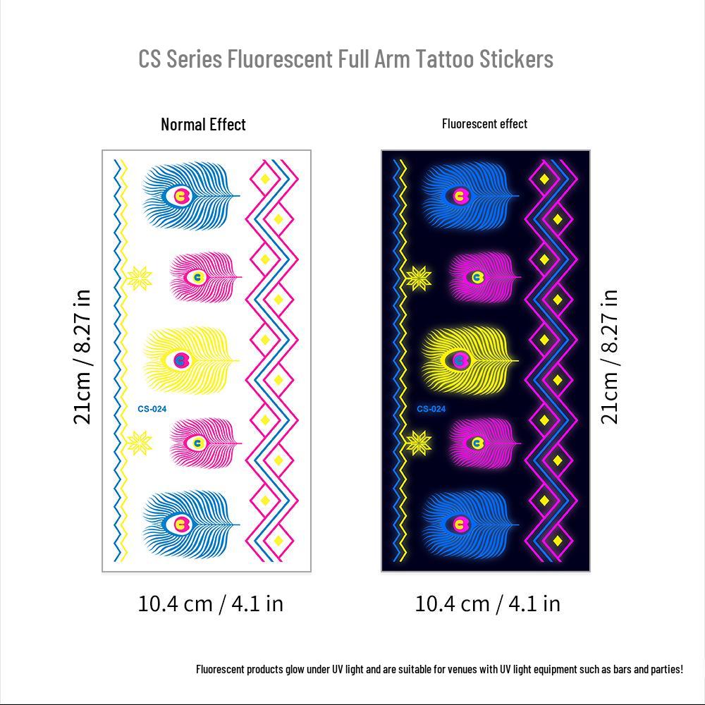 Creative Fluorescent Waterproof Full Arm and Face Tattoo Sticker