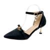 Fashion Shoes Female 2024 Ankle-wrap Women's High Heels Brand Dress Pumps Women Bow Tie Pointed Toe Pearl Buckle Strap High Heels Sandal