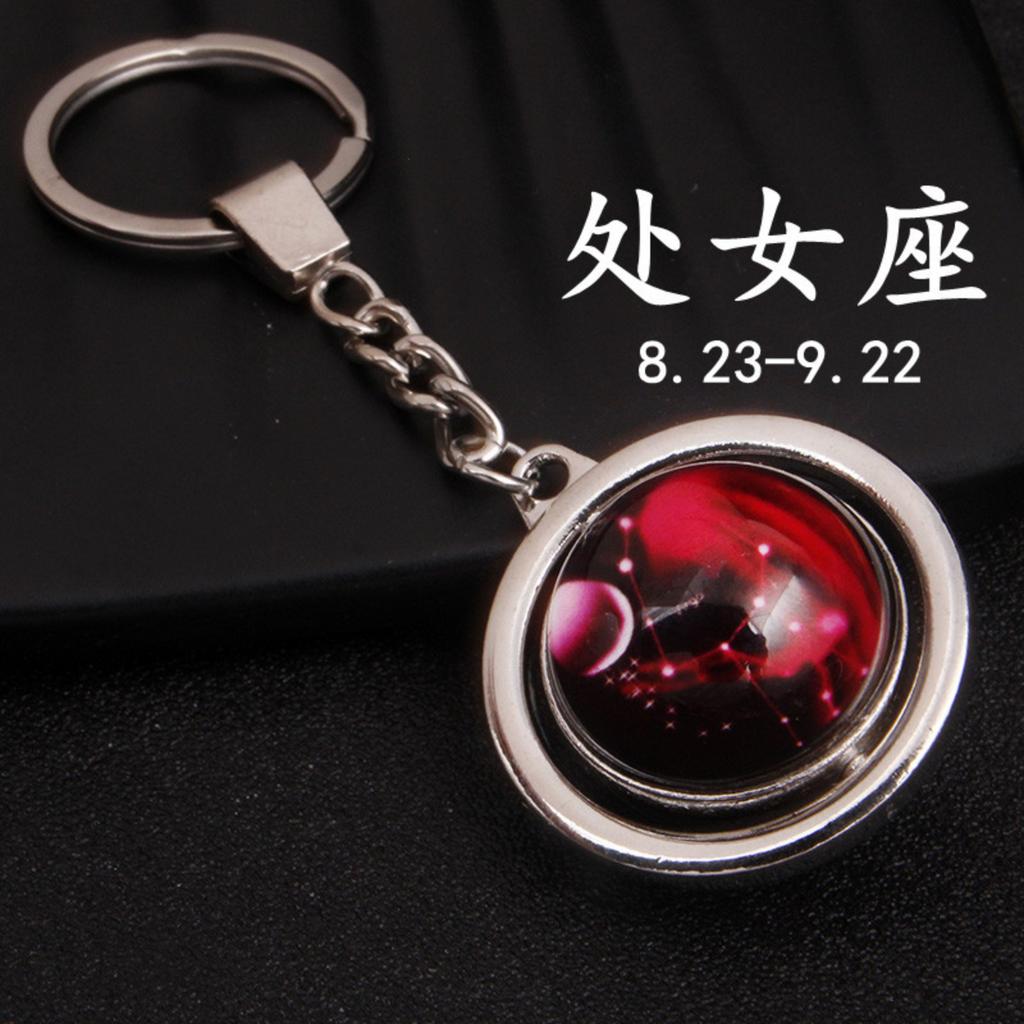 Constellation Keychain With Rotating Gemstone Pendant