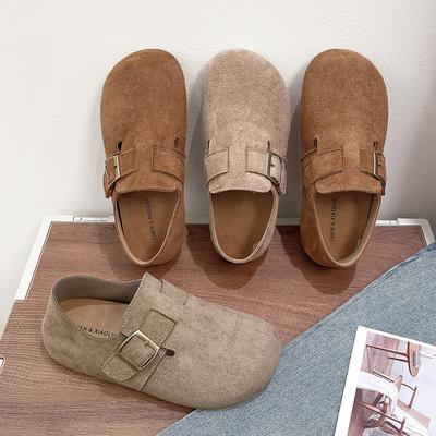 New Leather Shoes Women's Shoes Flat Heel Retro Japanese Soft-soled Birkenstocks Ladyshoes