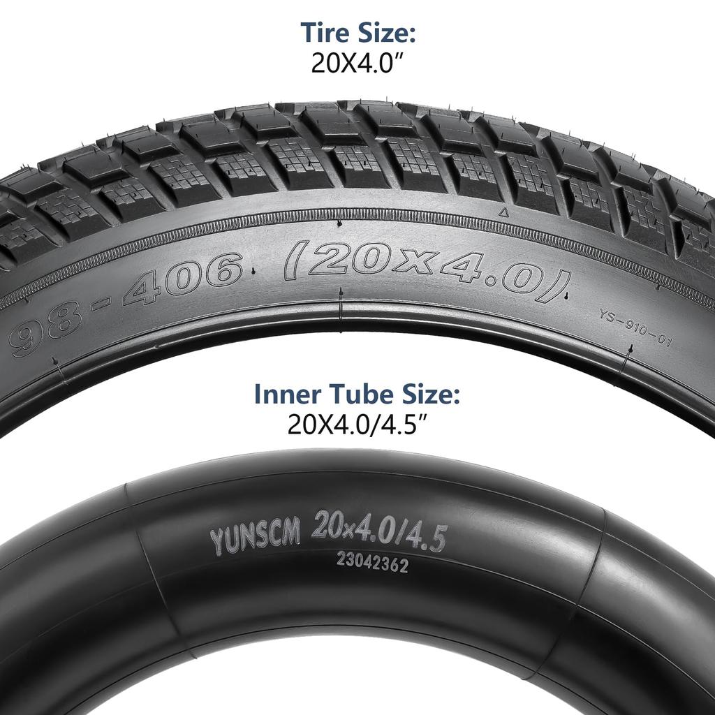 Set of 20 Bicycle Tire Tube American Valve Tire Bicycle Tire Fat Bike Tire Electric Bicycle Tire Mountain Bike 2, 4.0 Tire, 20x4.0 + 32mm, 20x4.0,