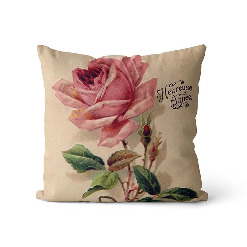 Happy Easter Day Purple Flower Pillow Case Hydrangea Lavender Rose Forest Pillowslip  Cushion Covers Sofa Living Room