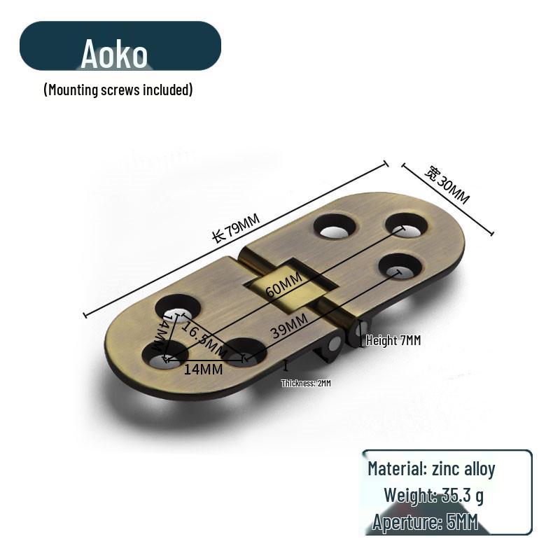 Zinc Alloy 180° Invisible Folding Table Hinge for Flip-Top Dining Tables