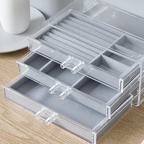 Storage Box with Velvet Lining Display Large Compartment Modular Stacking Design Watches Bracelets Jewelry Organizer