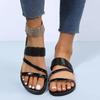 Sandalias de verano para mujer, sandalias planas con diamantes de imitación brillantes, zapatos casuales brillantes para la playa