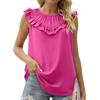 Summer Ruffles Loose Sleeveless White Shirts Women Elegant Casual Chiffon Blouse Women Solid O Neck Tops Shirt Blusas  25556
