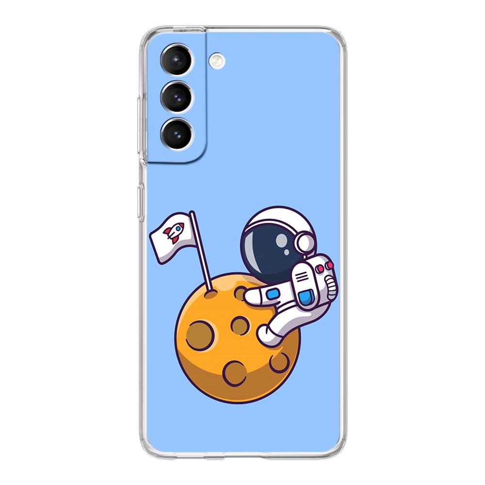 Planet Cute Astronaut Phone Case For Samsung Galaxy S22 5G S20 Ultra S21 FE 5G S10E S9 S8 S10 Plus Note 20 10 Soft Clear Cover