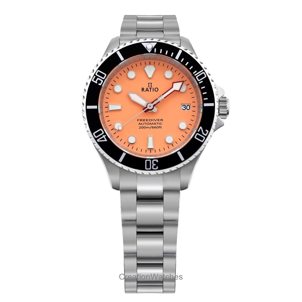 Ratio FreeDiver Sapphire Stainless Steel Salmon Dial Automatic RTF046 200M Men's Watch