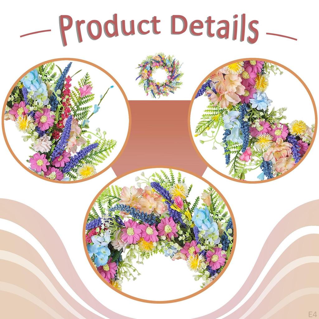 Artificial Flower Garland And Silk Leaves, Decorative Hanging Wreath for The Front Door, Party