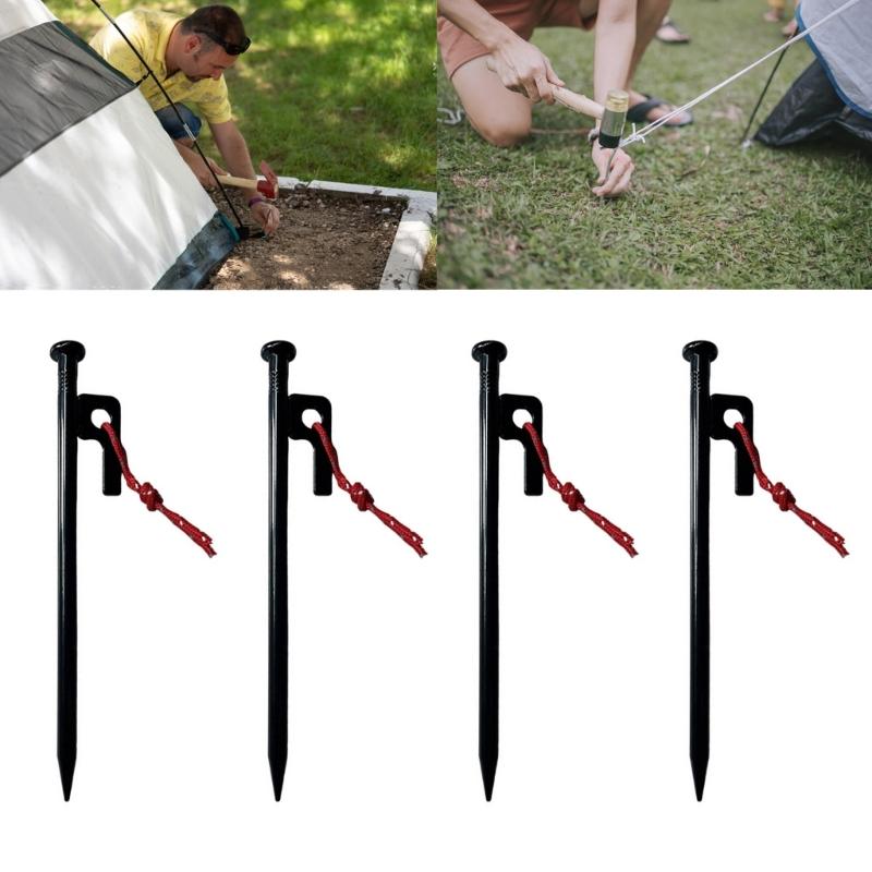4 Stück Campingheringe Zeltnägel Schwerlast-Zeltnägel Outdoor-Erdnägel Hochfeste Stahl-Erdnägel Hering