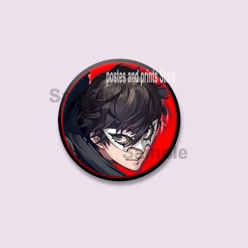 Spiel P-Persona 5 Runde Anstecker Ann Takamaki Ren Amamiya Knopfleisten Tasche Kleidung Dekorationen Brosche Sammlerstücke Schmuck Geschenke