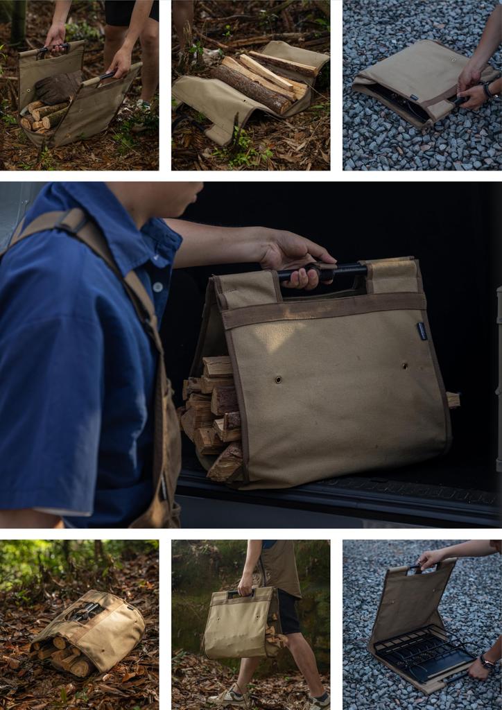 CAMPING MOON Firewood Carrying Bag, Log Carry, Firewood Bag, for Firewood Rack T-285, Canvas, B-285