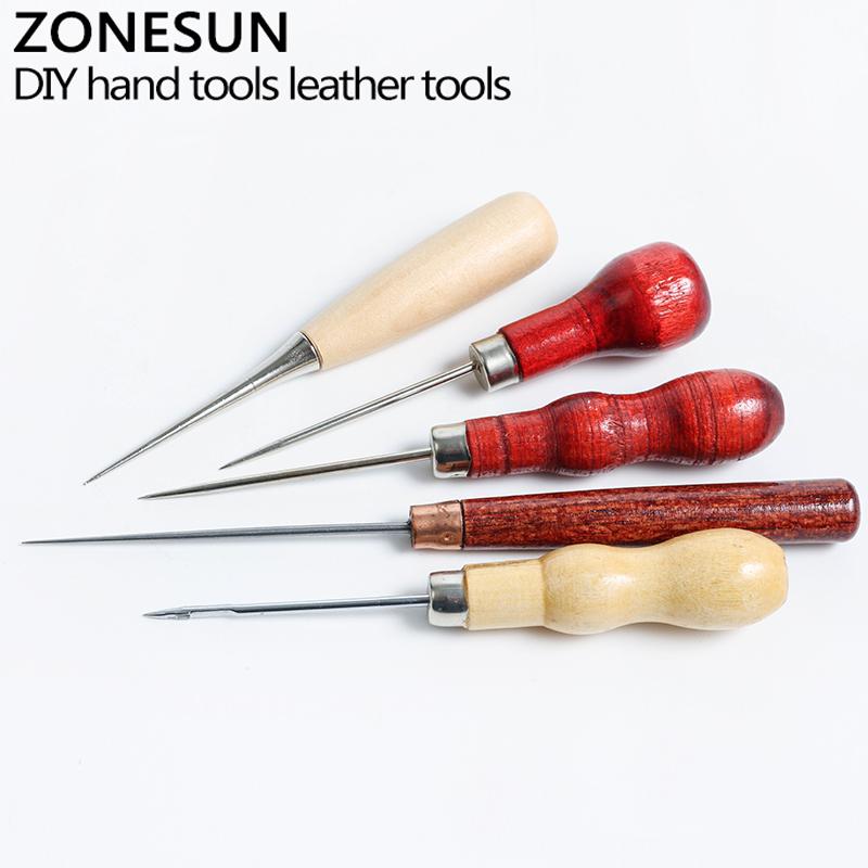 ZONESUN Leather Hole Punches Patchwork DIY Manual Leather Craft Tools Sewing Awl Stitcher Canvas Tent Sewing Needle Kit Hole