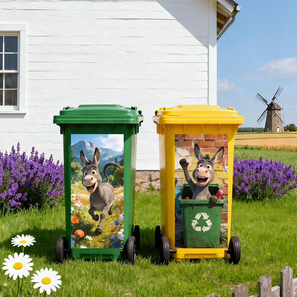 PVC Stickers Self-adhesive Decorative Stickers Decals for Trash Decoration Donkey 820x380mm 2pcs/set
