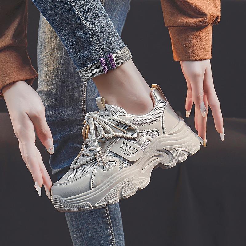 In mesh low-top dad shoes spring new breathable student sports heightening casual shoes
