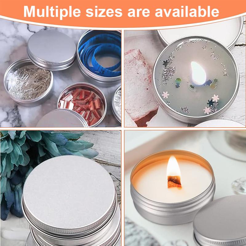 5 Ml 10 Ml 15 Ml 30 Ml 50 Ml 80 Ml Round Aluminum Box Tin Can Screw Lid Storage Scented Candle Lip Balm Oil Empty Jar 10 Pcs