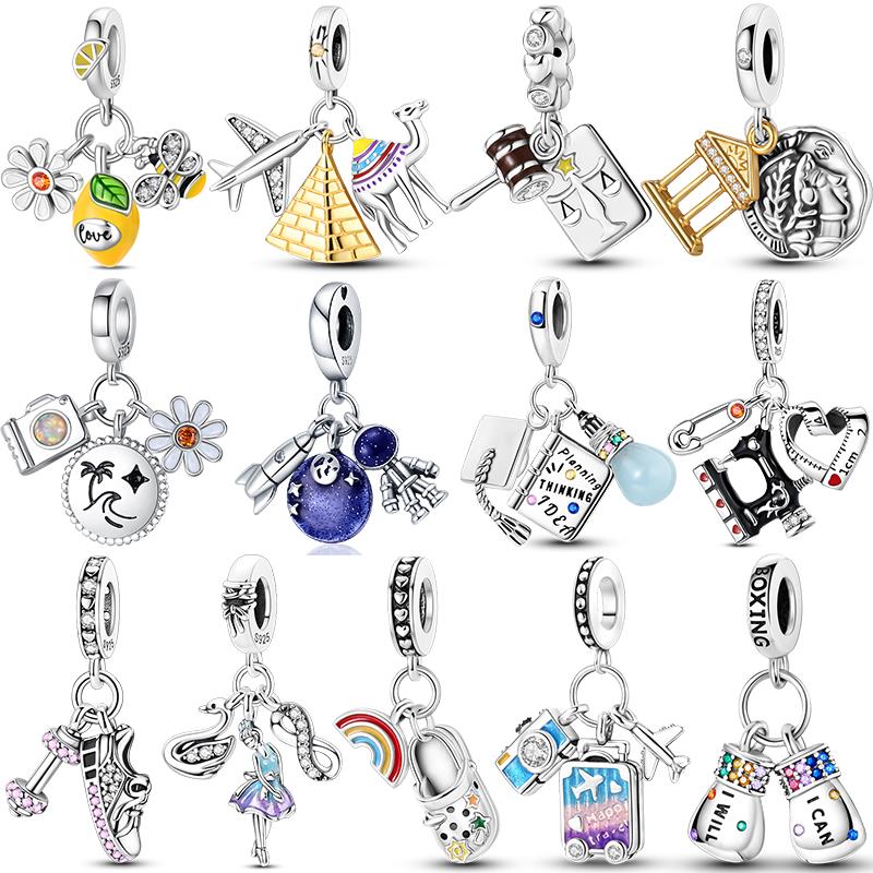 Ciondolo con Perle di Rame Charm Scintillante in Zircone Vari Stili Originale Bracciale da 3 Mm Gioielli Raffinati da Donna