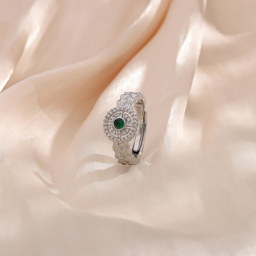 

Antique Adjustable Design Ring With Traditional Gold Ball And Inlay Gemstone StyleA