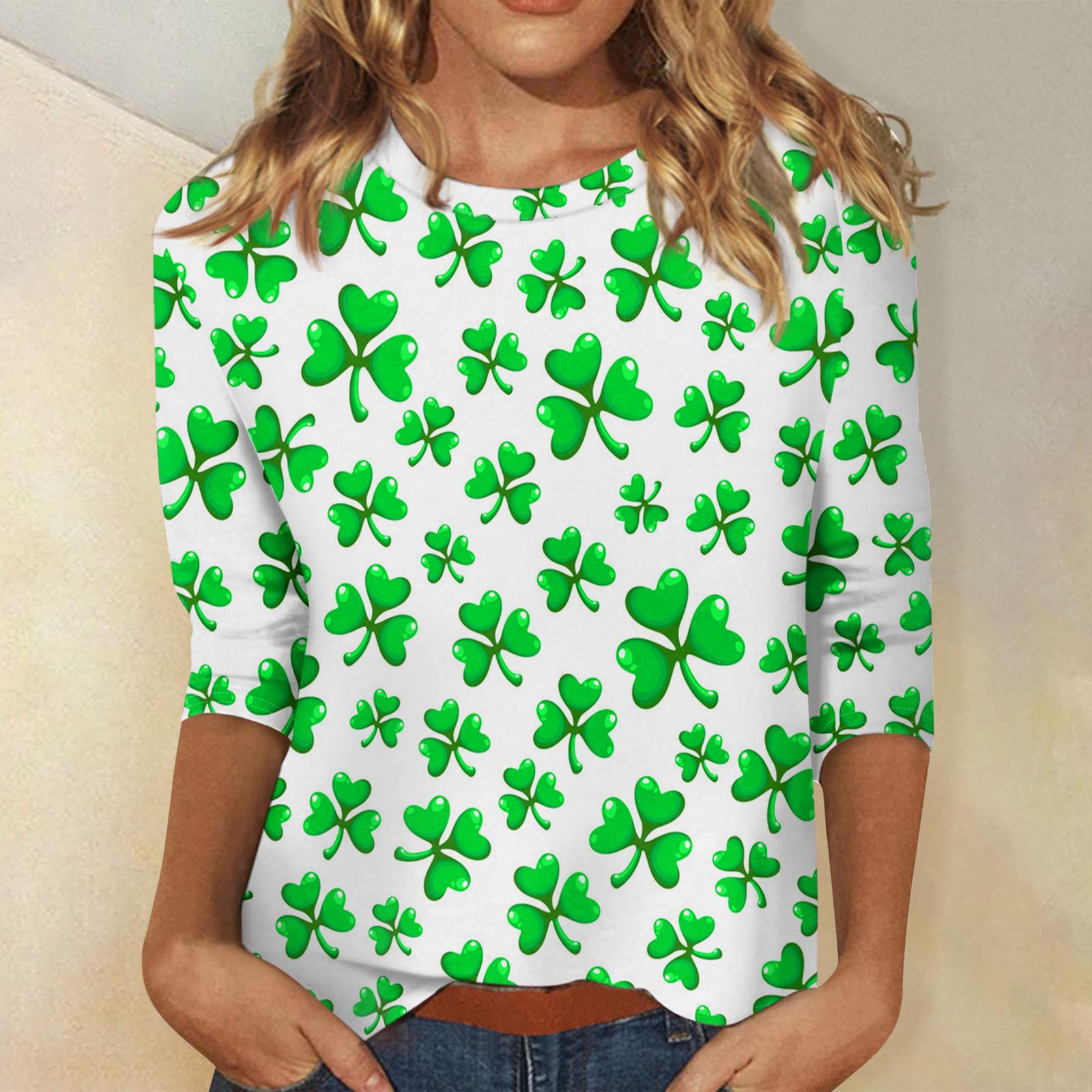 

Women s Three-quarter Sleeve Saint Pao Shirt, Round Neck, Loose Casual Shirt L