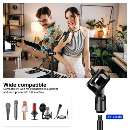 Boom Microphone Stand, Aokeo Floor-Mounted Tablet Microphone Stand with Tripod, 42-68 Inch Portable Microphone Stand with Hanger and Carrying Bag, Sup