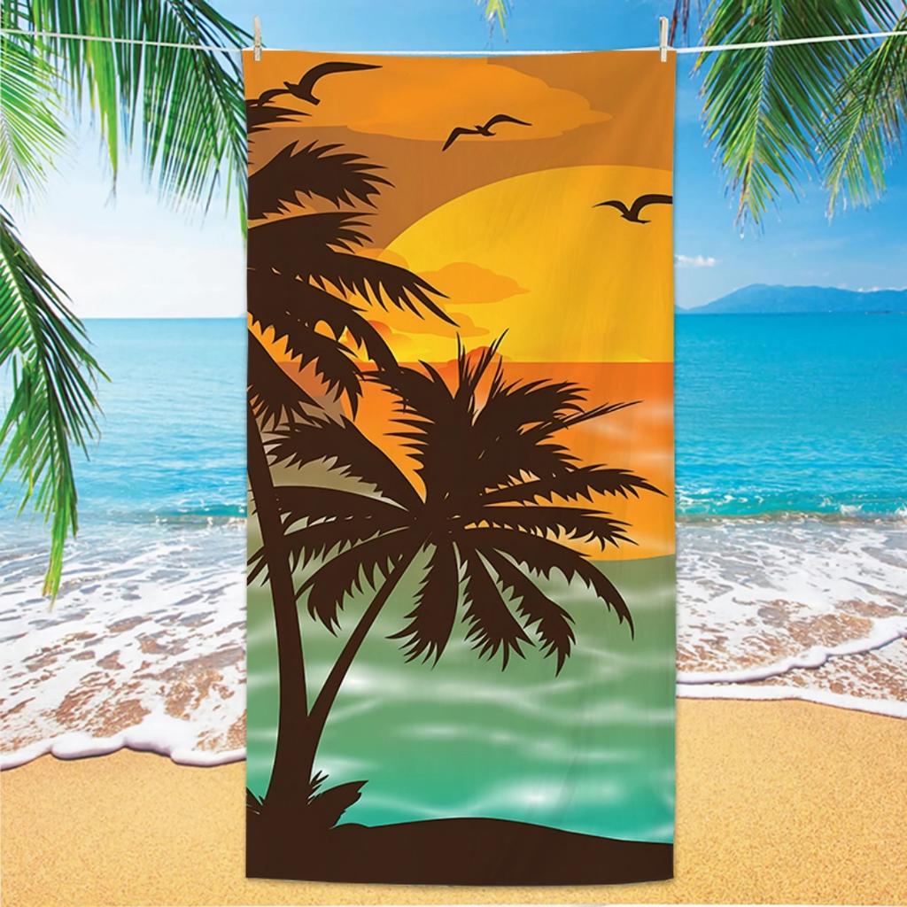 Toalla de Playa con Estampado de Palmeras, Impresión Digital Fina de Secado Rápido Anti-Arena Microfibra Ligera para Nadar, Yoga, Viajes, Gimnasio, Regalo