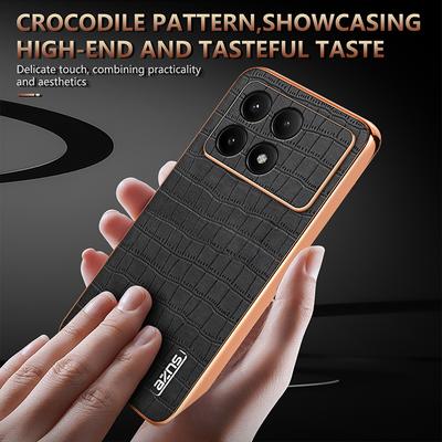 Crocodile Pattern Electroplating Design Leather Phone Case For Xiaomi Redmi K80 K70 Pro K60 Ultra Back Cover For POCO X6 F6 Pro