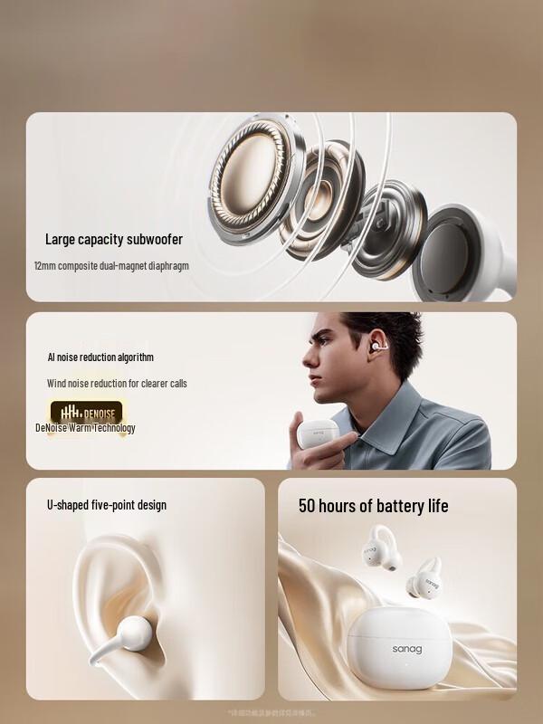 SANAG Z60S Open-Ear Clip-On Wireless Bluetooth Earbuds