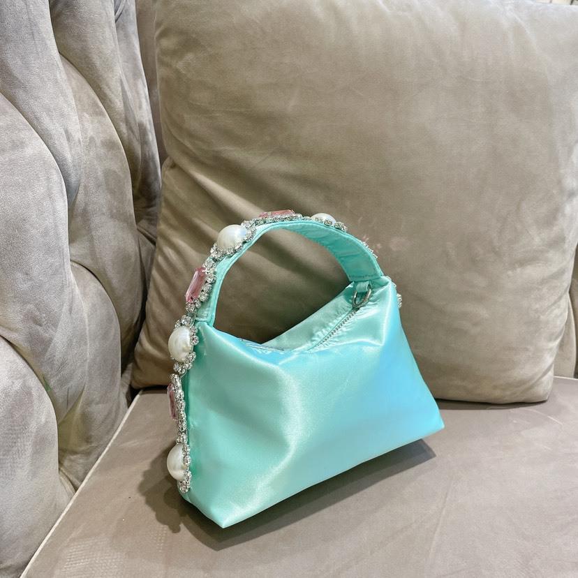

Luxury Rhinestone Women Handbag Pearls Feather Evening Clutch Ladies Diamonds Flower Shoulder Crossbody Bag Mini Wedding Purses