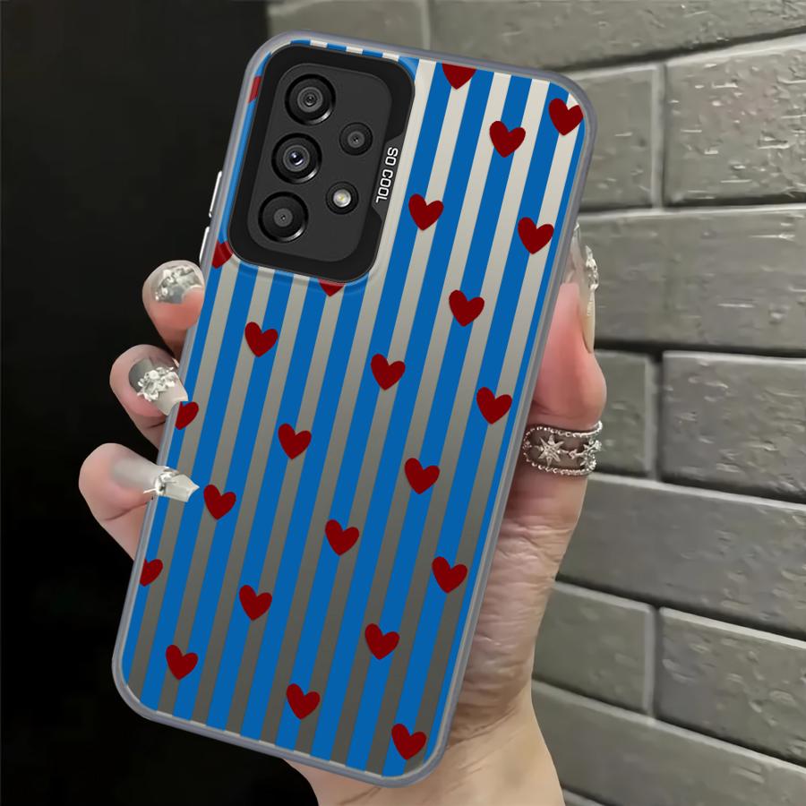 

Case for Samsung Galaxy A12 A26 A13 A14 A17 A20s A31 A24 A25 A21s A23 A34 A15 A16 A35 Phone Cover Stripe Love Heart Galaxy A16