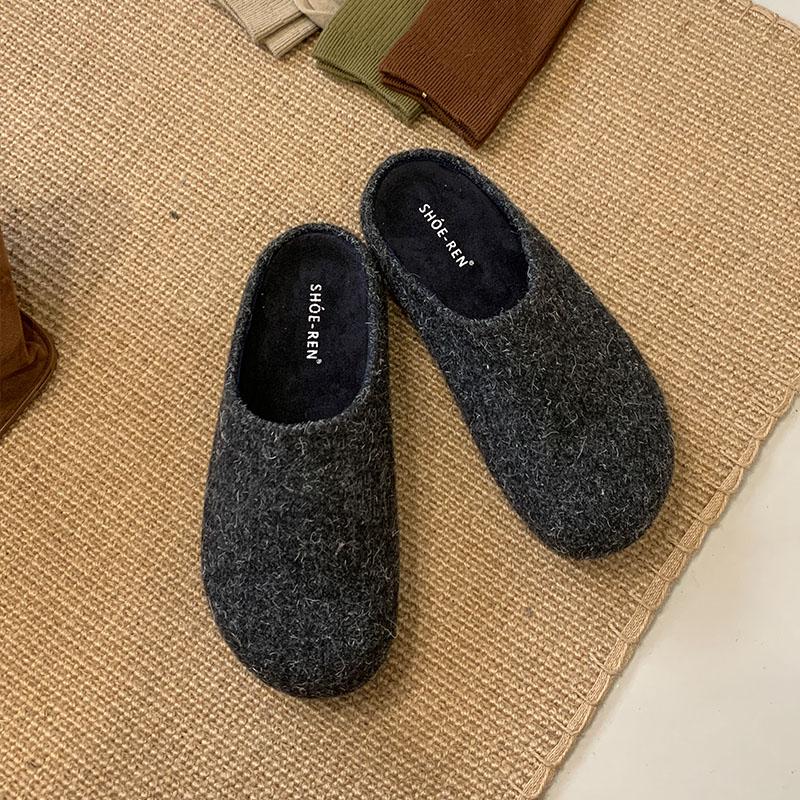 Fashion Warm Ladies Flats Slippers Shoes Round Toe Female Slides Outdoor Indoor Fashion Flock Women Slippers Sandals Shoes Mules