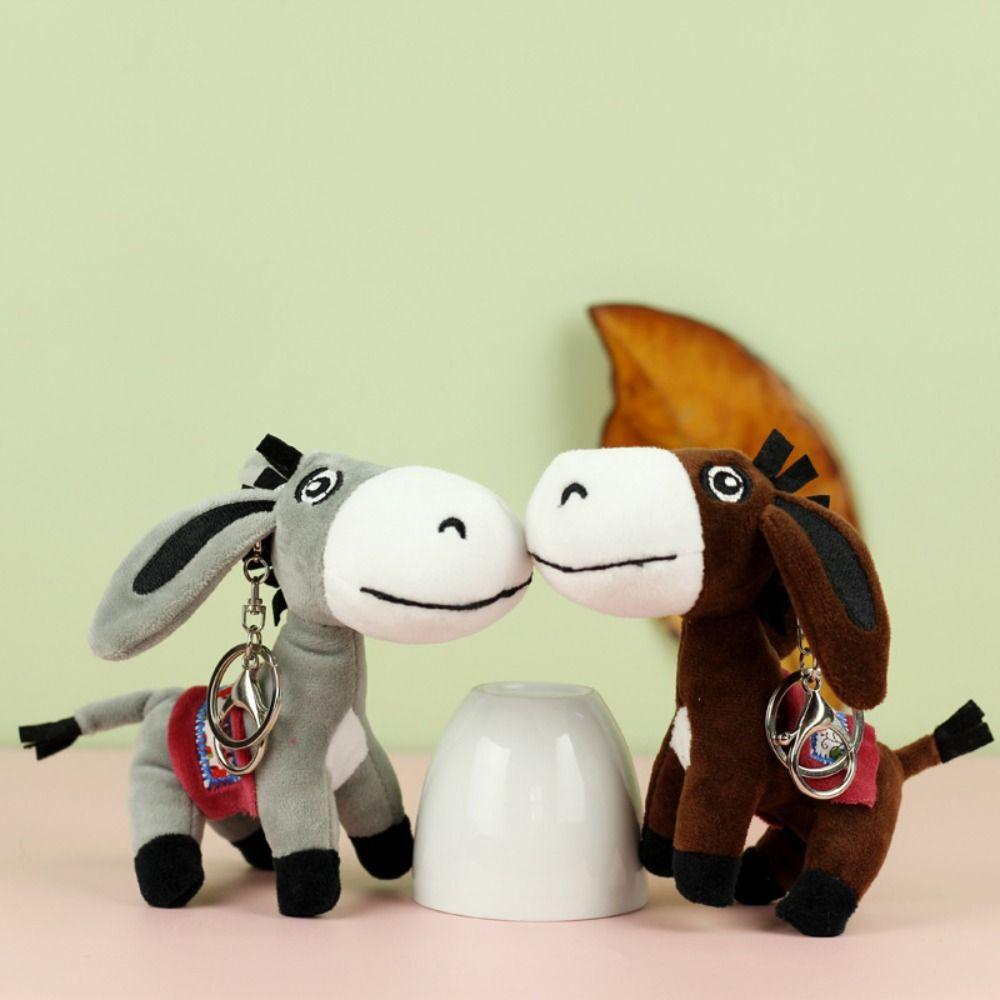 Fluffy Donkey Plush Keychain Soft Donkey Plush Toy Mini Donkey Stuffered Dolls  Female Lady Girl