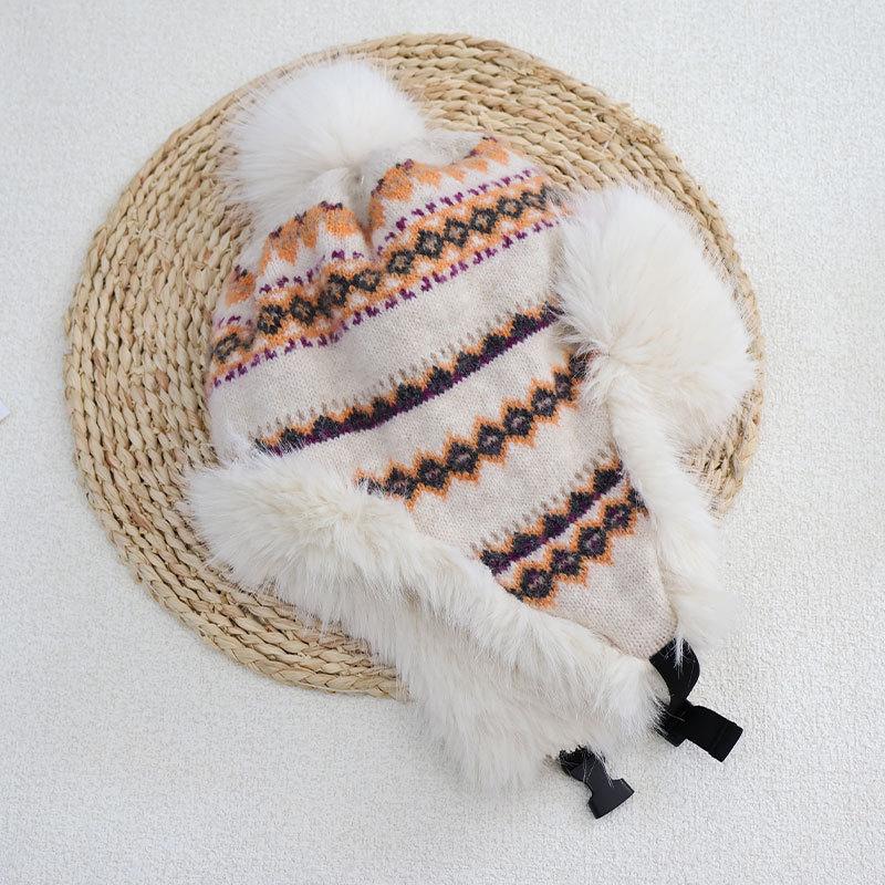 Bonnet Thermique Tricoté Couleur Tendance pour Femmes, Polaire Épaissi avec Protège-Oreilles, Bonnet Polaire