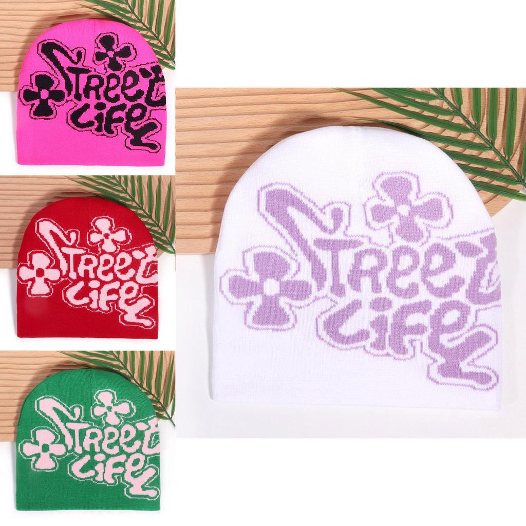 Streetwear Acrylic Knit Cap Featuring Alphabet Letters For Autumn And Spring Fashion