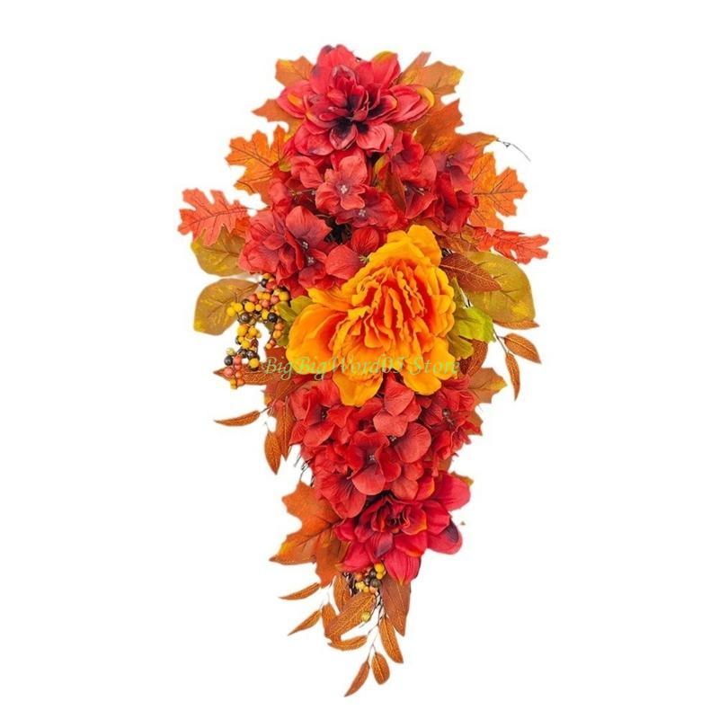 

24TE Hanging Artificial Flower Thanksgiving Wreath for Outdoor Decorations China Mainland