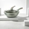 Wok with Glass Lid Nonstick Pan Stir Fry for Induction Cooktop,