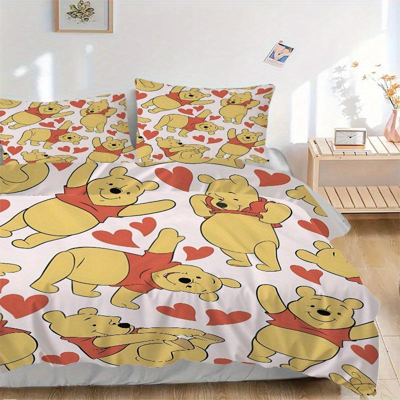 3-teiliges Set Pooh Herzen1 Stück Bettbezug+2 Stück Kissenbezug, ohne Füllung, bedruckte Bettwäsche, Ganzjahres-Schlafzimmer-Ausstattung028