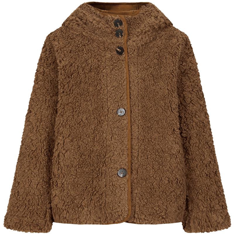 

Annacoco Women s Hooded Reversible Faux Suede Jacket M