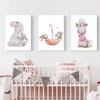 Kinderzimmer Wand Poster Druck Geschenk Baby Mädchen für Wand Kunst Kaninchen Fuchs Cartoon Tier Leinwand Malerei Bilder Kind Schlafzimmer Dekor