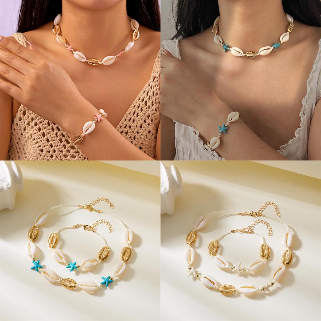 Collier de Coquillages avec Pendentif Étoile de Mer pour la Mode d'Été à la Plage