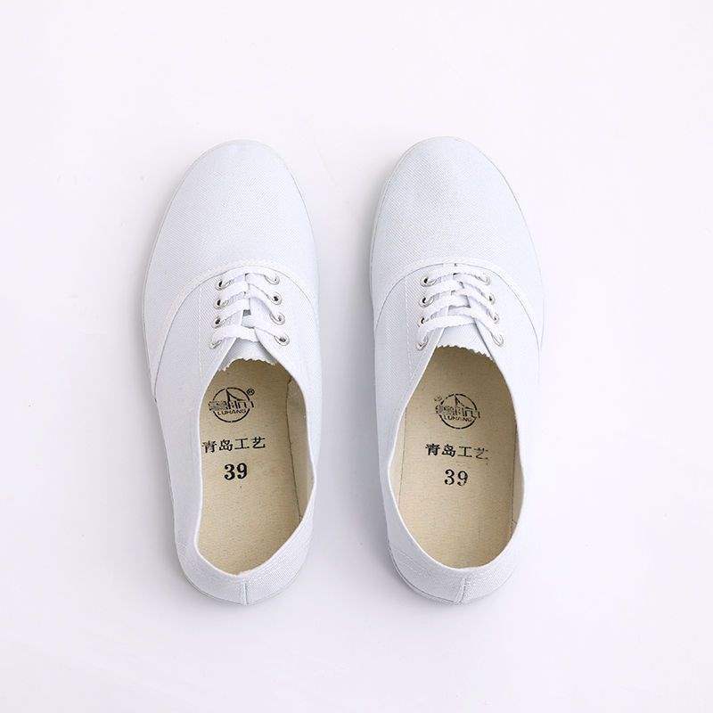 White tennis shoes canvas shoes adult lace-up white sneakers school designated shoes white cloth shoes
