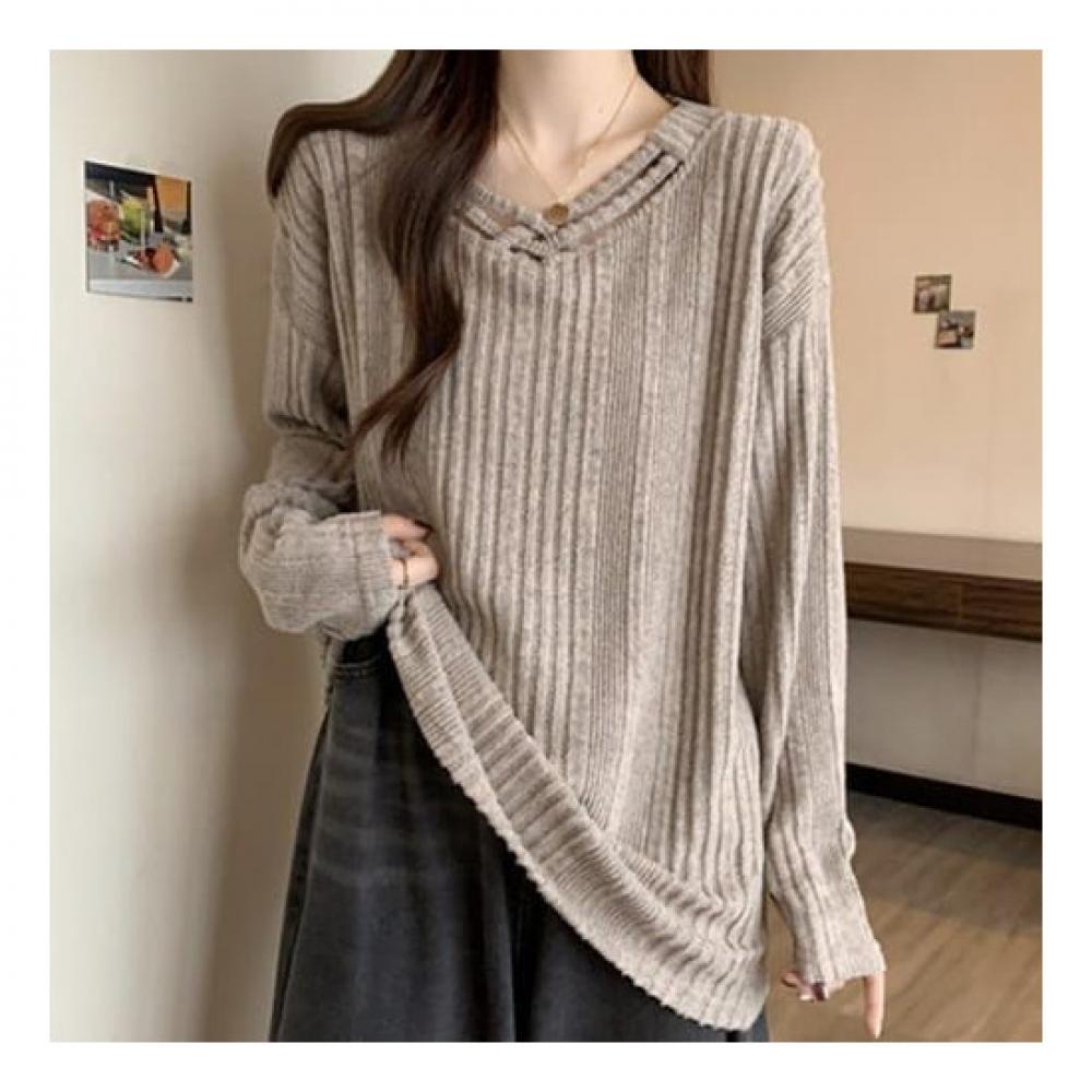 NaVaVa Men Ribbed V Neck Long sleeVe KniT T shirT Nk2335