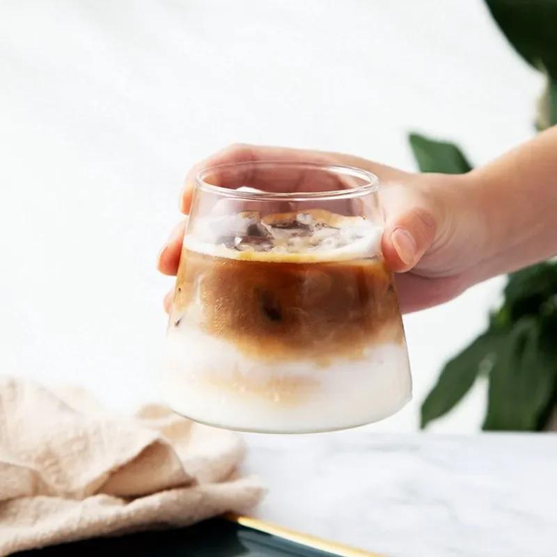280ml Japanese Fuji Mountain Cup Transparent Coffee Glass Cup for Home Use Milk Cold Drink Water High Borosilicate Glass Cups