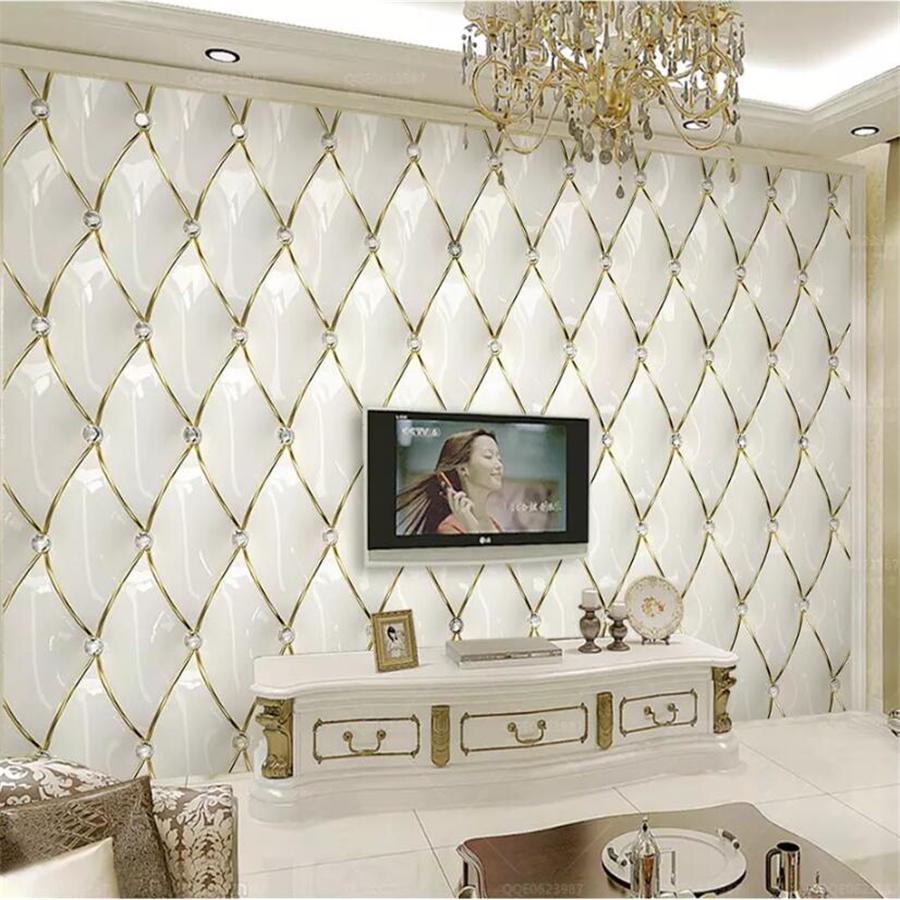 Wallpaper Luxury Gold Crystal 3D Mural European Soft Bag Background Wall Paper Home Decor