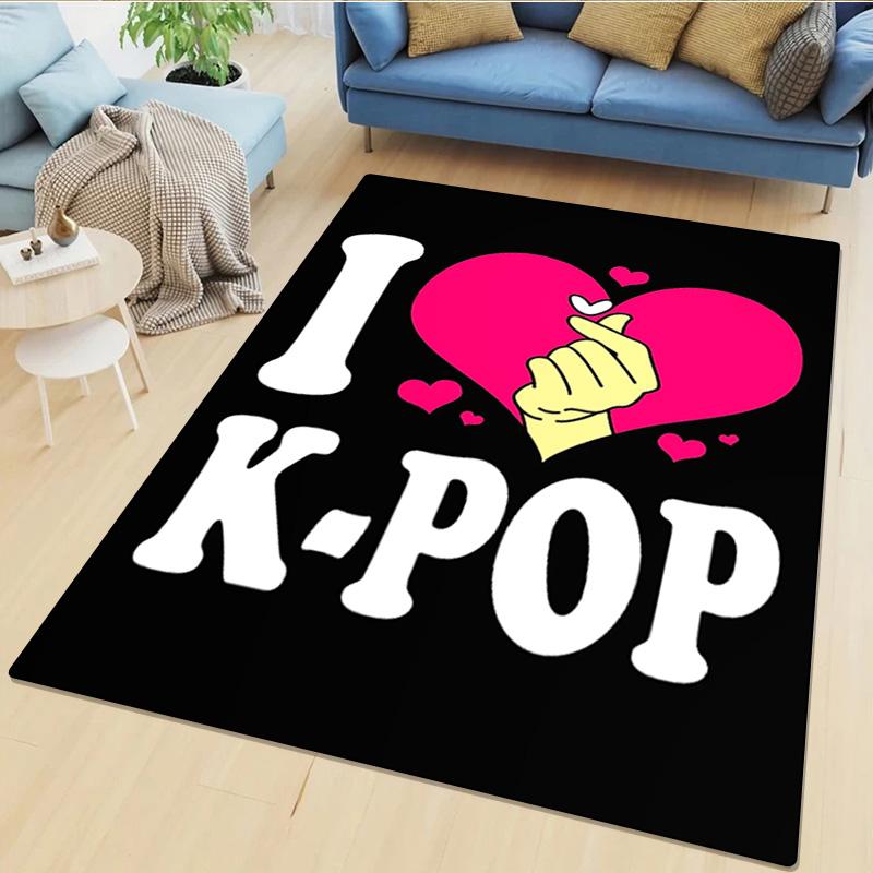 1Pc K Pop Print Rug - Home Decoration Carpet For Living Room Bedroom Flooring Computer Chair Area Rug