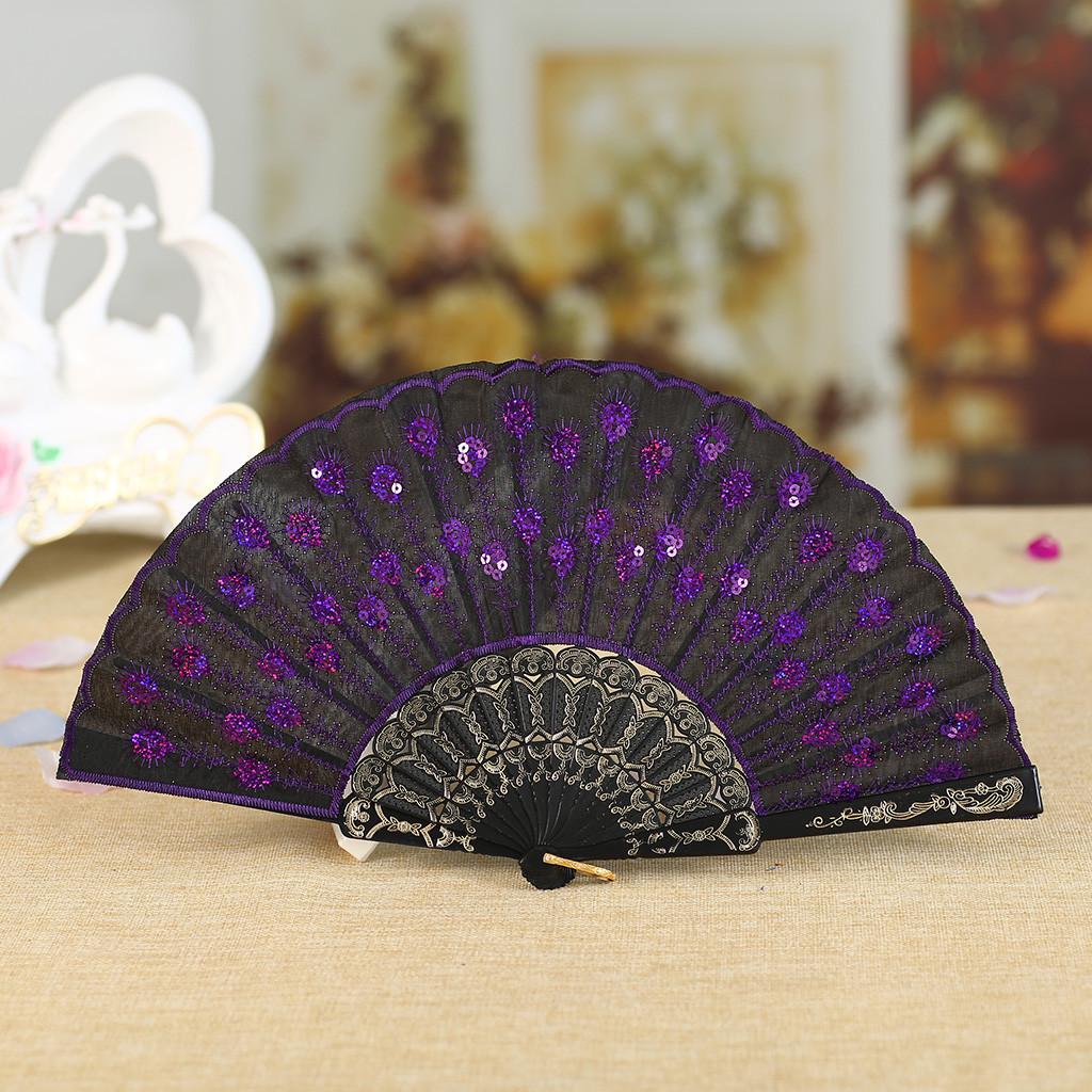 1PC Best Dance Wedding Party Lace Silk Folding Hand Held Flower Fan