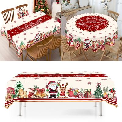 Rustic Christmas Tablecloth Santa Snowman Table Cover Christmas Party Table Decorations for Home Kitchen 2026 Xmas Gifts Navidad