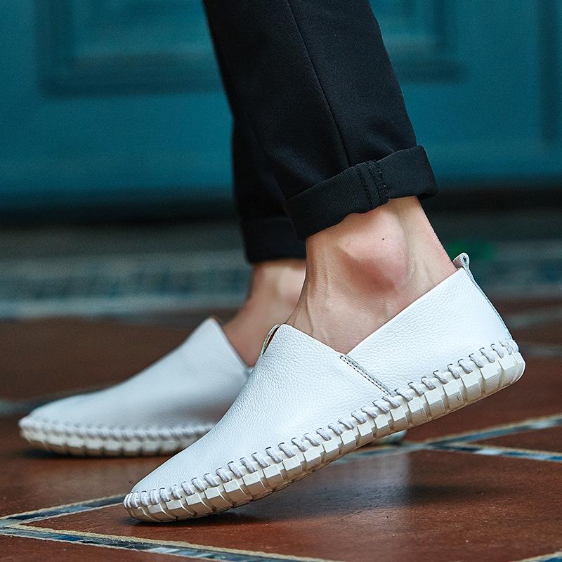 Fashion Men Loafers Fashion Handmade Cow Leather Shoes Moccasins Soft Soled Comfort Driving Shoes for Men Casual Leather Shoe Boat Shoes